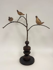 RUFFED GROUSE CARVED WOOD BIRD TREE 22" X 18"