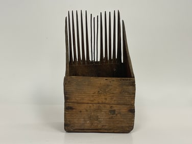 CUTE LITTLE WOODEN BERRY SCOOP W/ THREE MAKE-DO TINES 10" X 6" X 4"