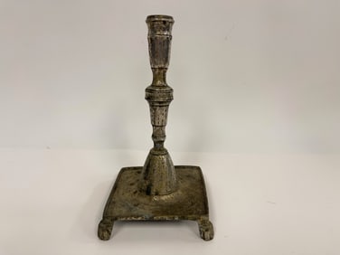 NICE C. 1650 DUTCH BRASS FOOTED CANDLESTICK 5" X 5" X 10"