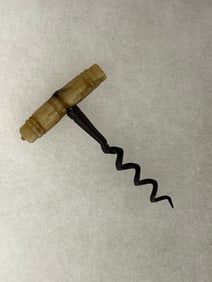 TINY APOTHECARY SHOP BONE HANDLED WHITESMITH MADE 18THC CORKSCREW 1" X 2"