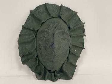 EMBOSSED LEATHER MASK SHOWING QUEEN ELIZABETH 1 FACE 12" X 12"