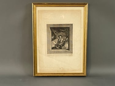 PERIOD FRENCH ENGRAVING OF JOHN PAUL JONES IN A LEMON GOLD FRAME 19" X 26"