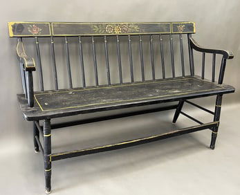 PAINT DECORATED COUNTRY WINDSOR BENCH