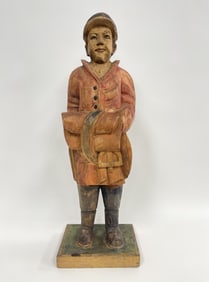 CARVED WOODEN JOCKEY W/ DECORATIVE POLYCHROME