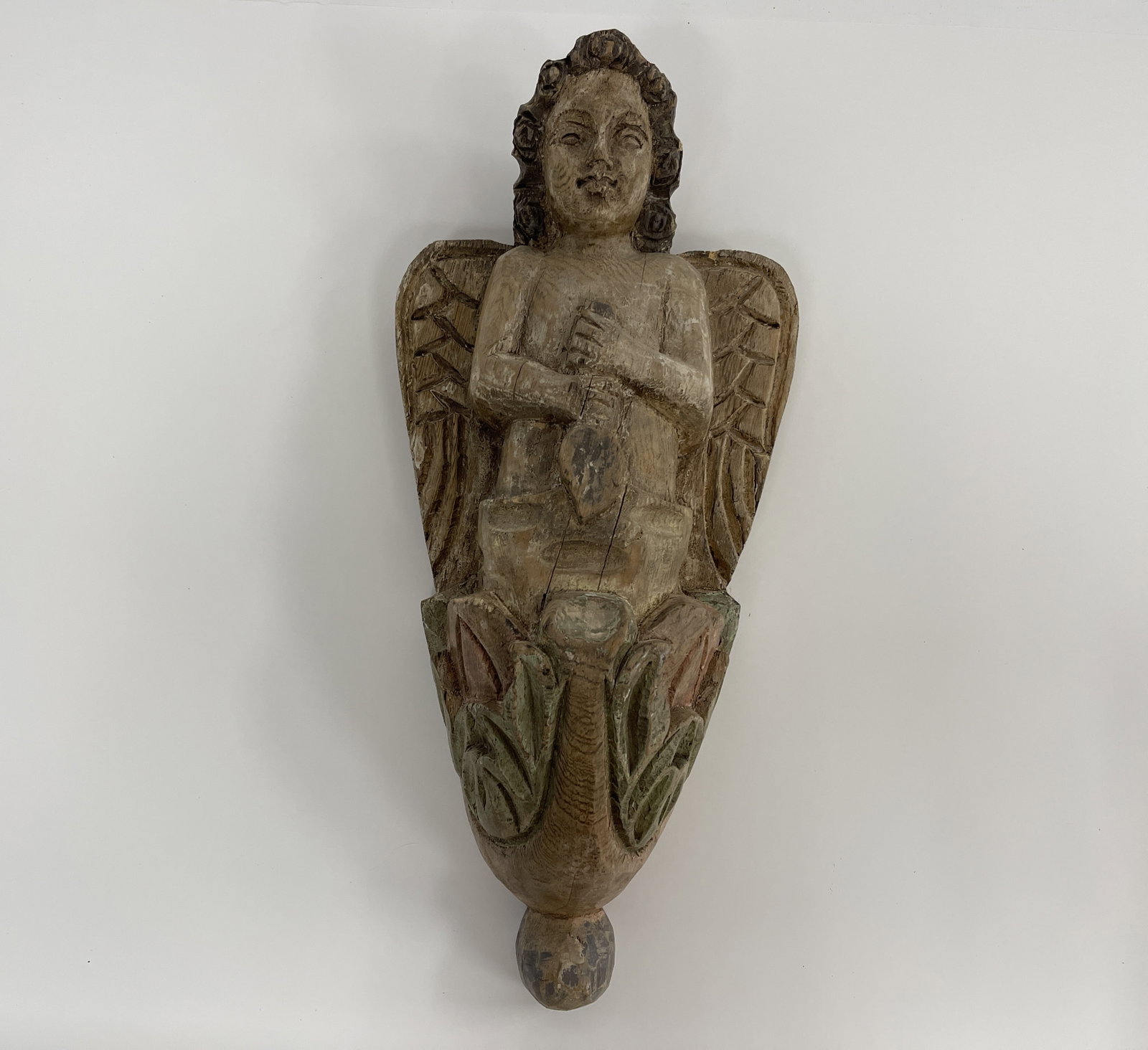 CARVED AND PAINTED ANGEL: CARVED AND PAINTED ANGEL 16" X 7"