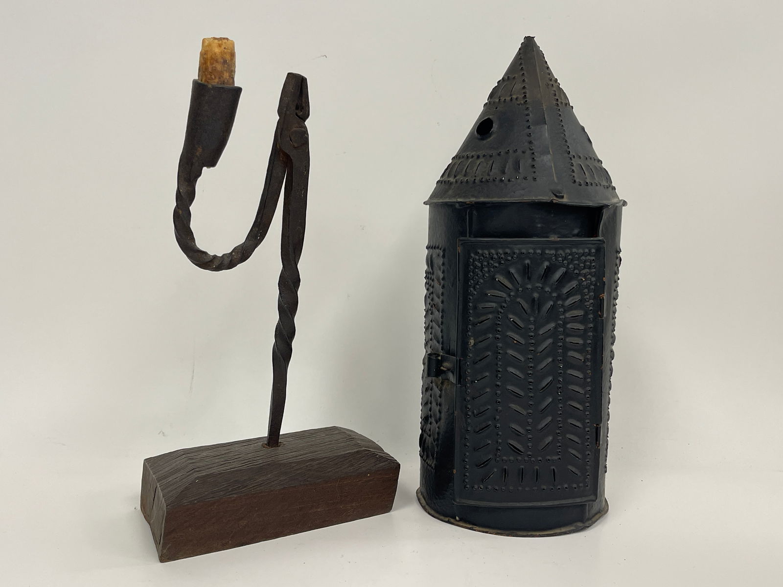 PIERCED TIN LANTERN ,IRON RUSH , CANDLE LIGHT (1 of 4)
