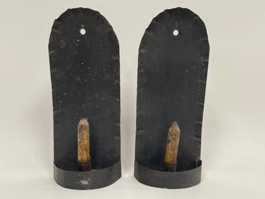 PAIR OF EARLY TIN CANDLE SCONCES