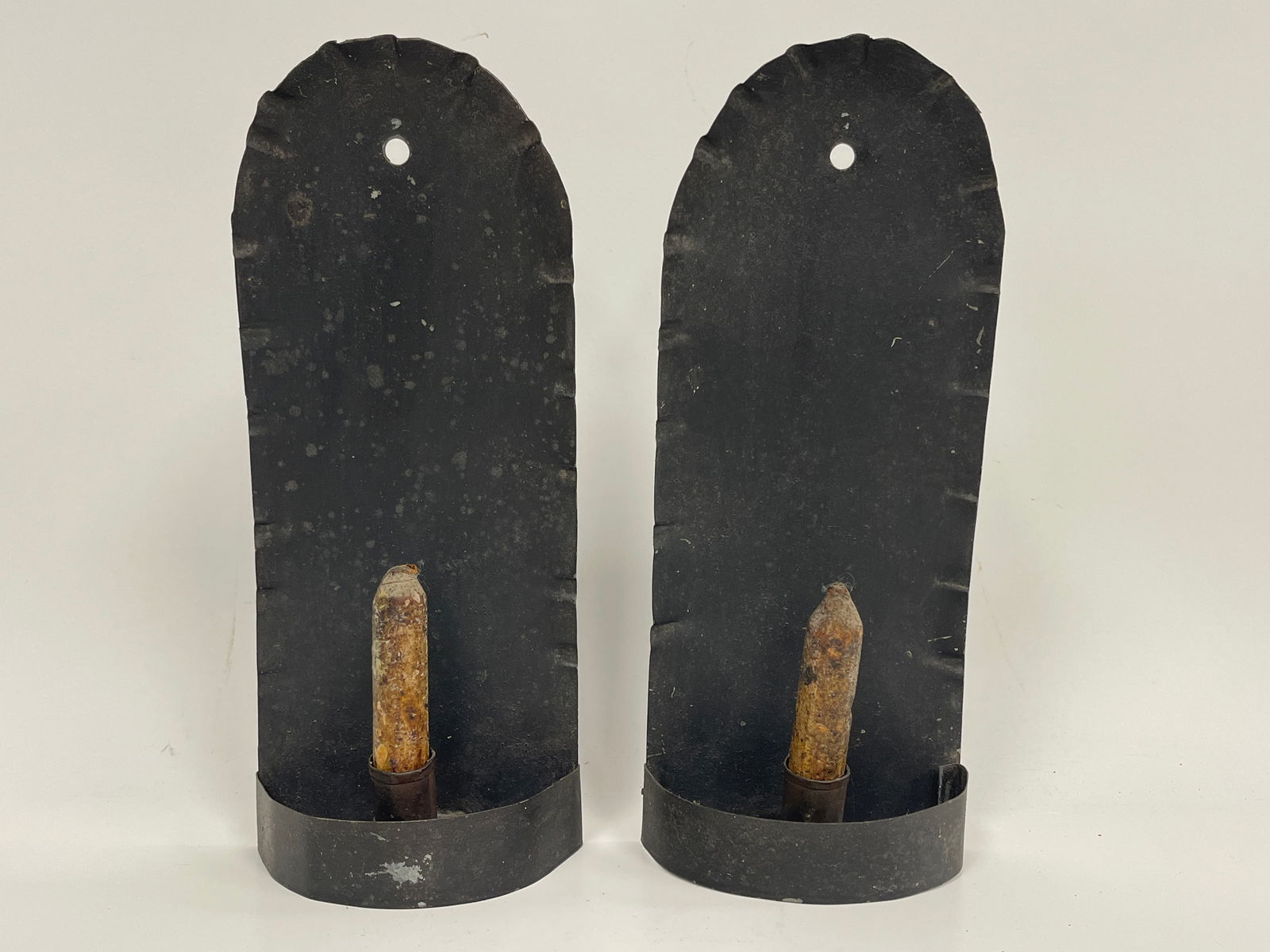 PAIR OF EARLY TIN CANDLE SCONCES (1 of 5)