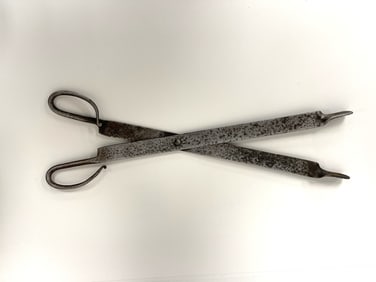 RARE "WHITESMITH" POLISHED STEEL PIPE TONGS 18TH C