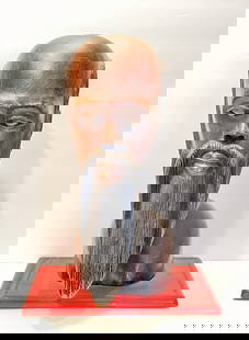 WOOD CARVING OF A BUST: WOOD CARVING OF A BUST 16" T