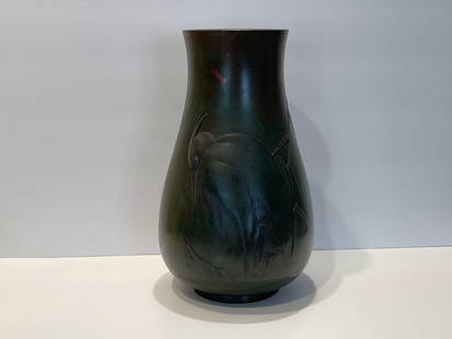 TALL FIGURATIVE BRONZE VASE: TALL FIGURATIVE BRONZE VASE 12" T
