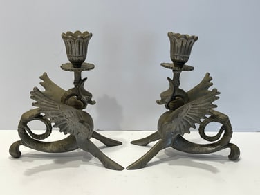 PAIR OF DRAGON CANDLEHOLDERS