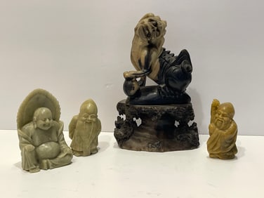 FOUR CARVED ITEMS