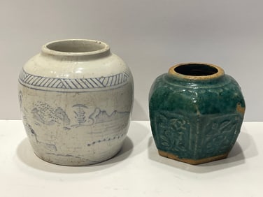 TWO GLAZED POTTERY ITEMS