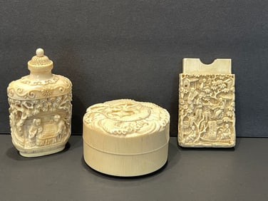 THREE CARVED ITEMS