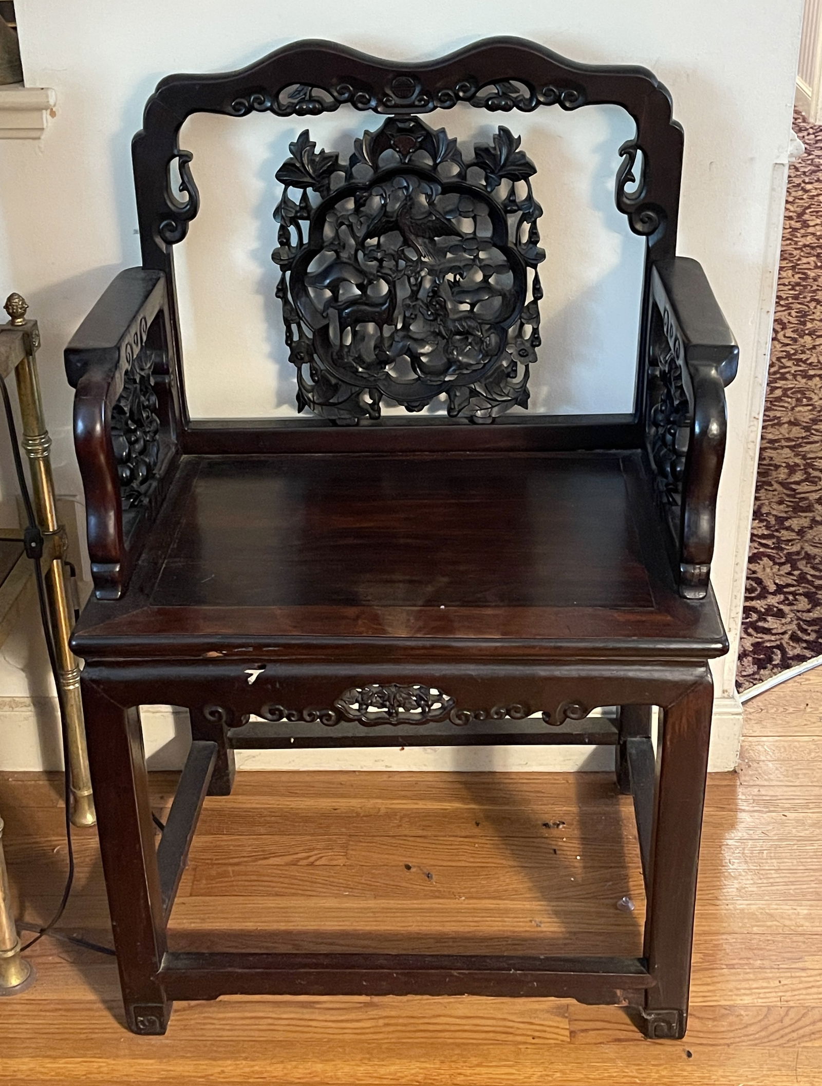 CARVED ASIAN ARM CHAIR (1 of 2)