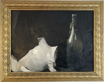 O/B PAINTING STILL LIFE OF A BOTTLE