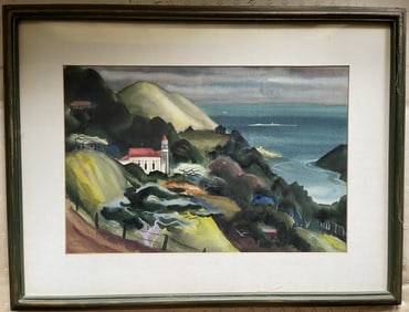 GOUACHE PAINTING OF A HILLSIDE