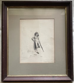 ETCHING OF A LEANING MAN