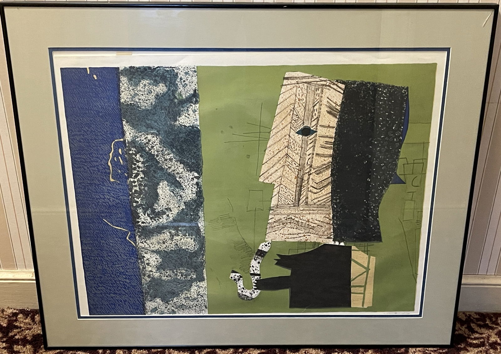 MODERN ART OF A MAN PLAYING SAXOPHONE: MODERN ART OF A MAN PLAYING SAXOPHONE SIGNED LR 21 X 27