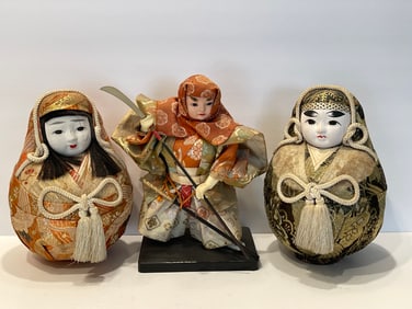 THREE CLOTH DOLLS
