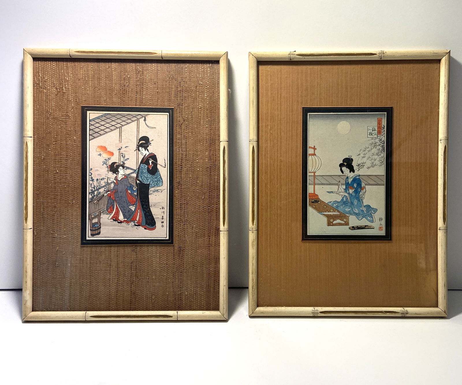 TWO ASIAN ART ON WOOD AND HAND COLORED LITHOGRAPH (1 of 3)
