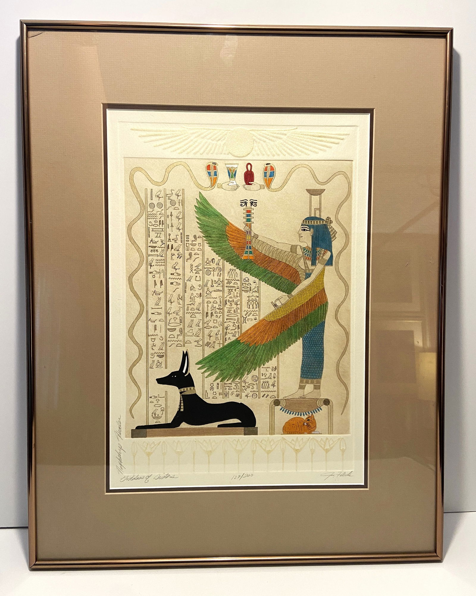 EGYPTIAN ART " GODDESS OF SISTER" COLORED PRINT (1 of 6)