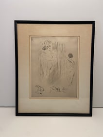 LITHOGRAPH OF WOMAN AND DOG