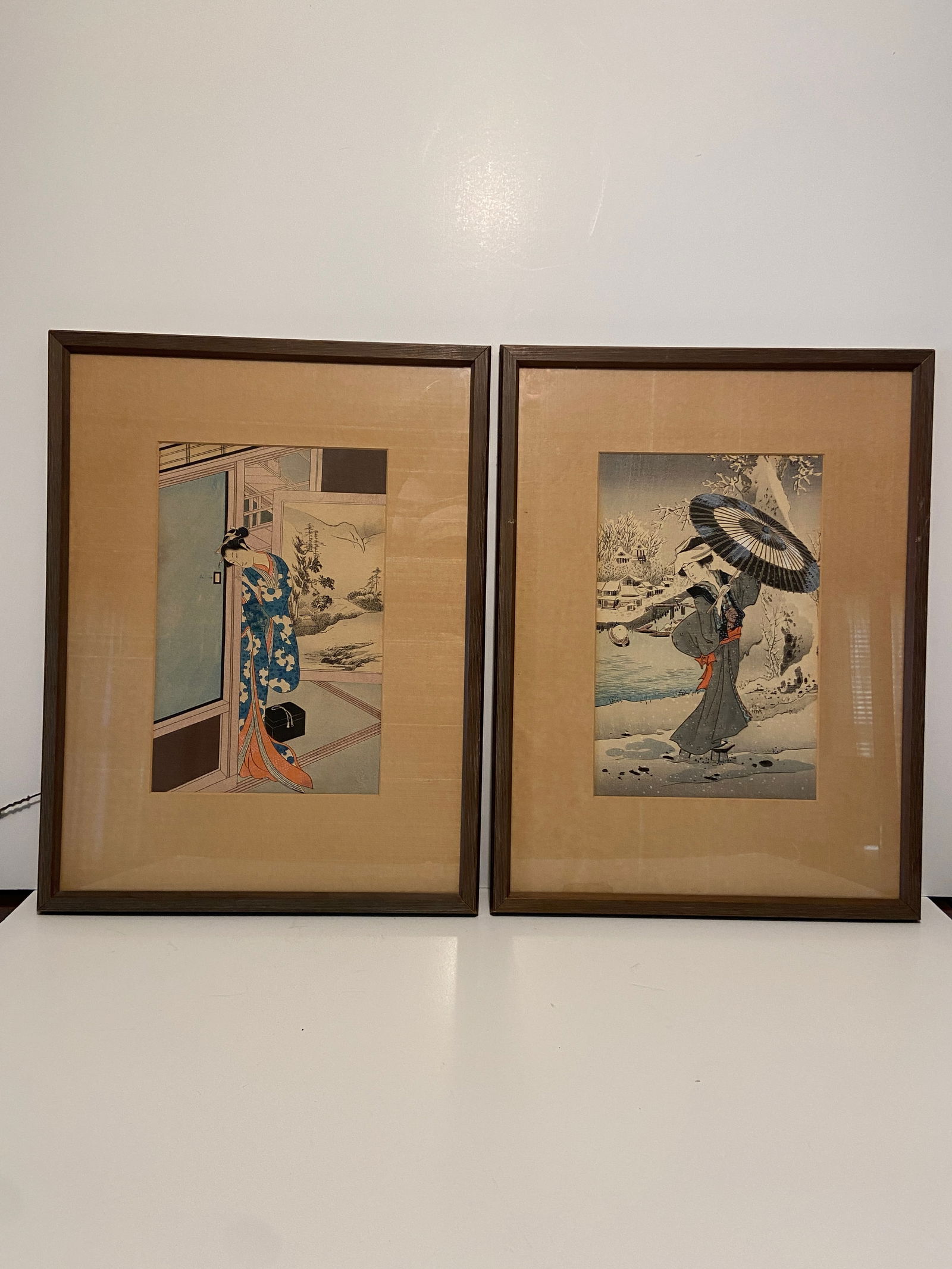 TWO ASIAN LITHOGRAPH , ETCHED AND PAINTED (1 of 2)