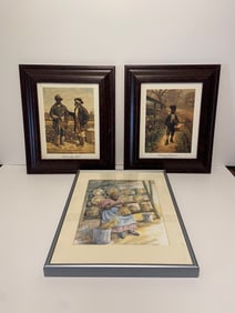 THREE PRINTS / TWO EDWARD LAMSON HENRY " PROTECTING THE GROCERIES " WHAT DO YOU THINK"
