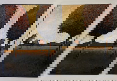 JACQUES ANTONINI ITALIAN PAINTER ORIGINAL OIL PAINTING OF COUNTRYSIDE