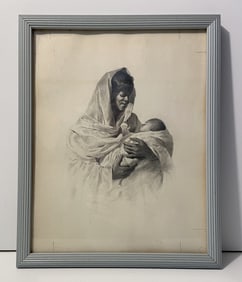 PENCIL SKETCHING OF MOTHER WITH CHILD 15" X 12"
