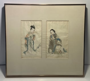 HAND DRAWN ON FABRIC AND HAND COLORED ASIAN WOMAN IN KOMOTOS