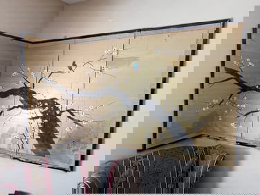 ASIAN PAINTED WALL ART , FOUR PANELS, 36 X 68