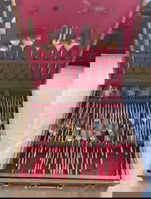 LARGE SET OF THAI BRONZE, STAINLESS FLATWARE SET