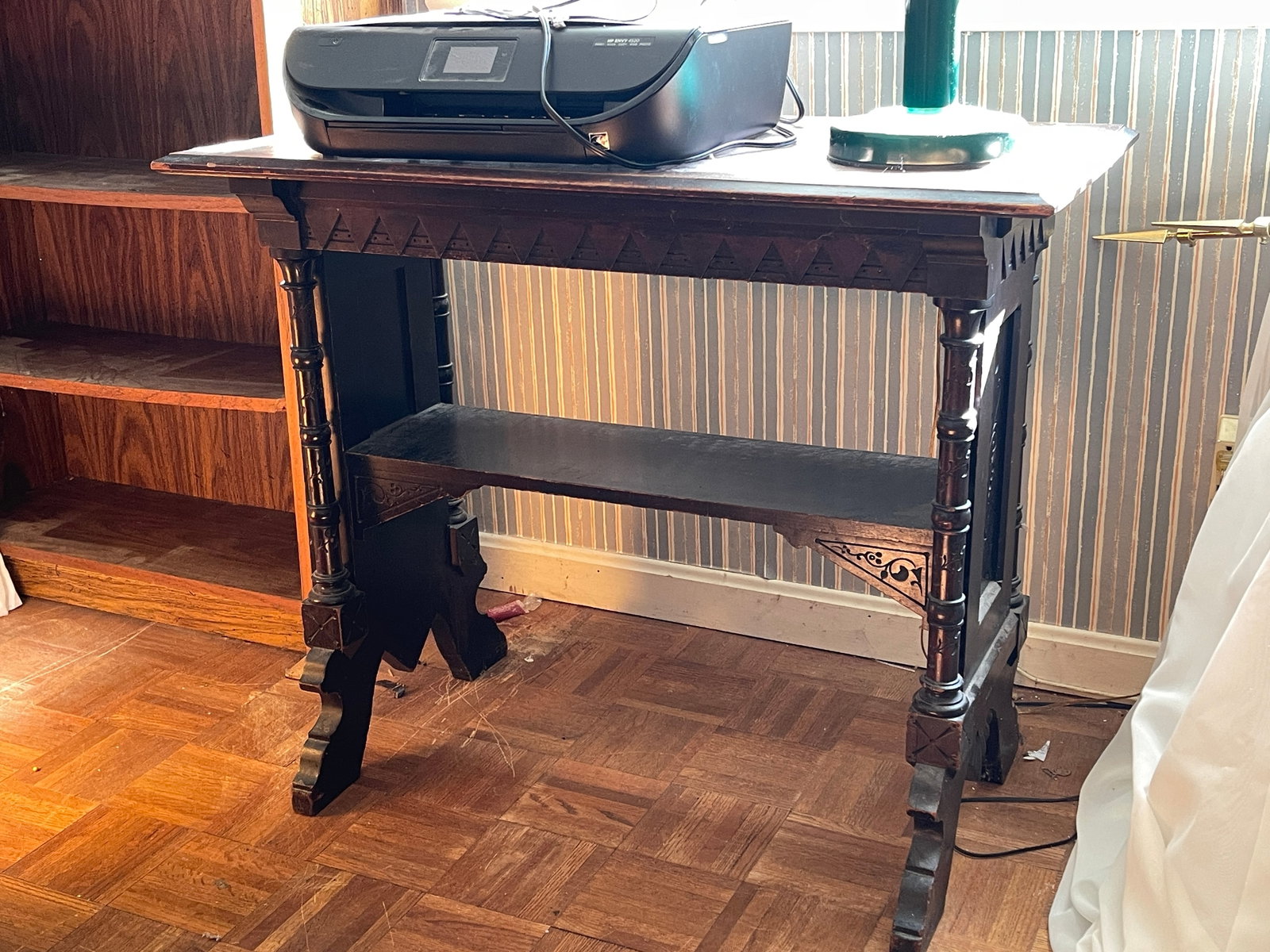 19TH C EASTLAKE CARVED TABLE: 19TH C EASTLAKE CARVED TABLE