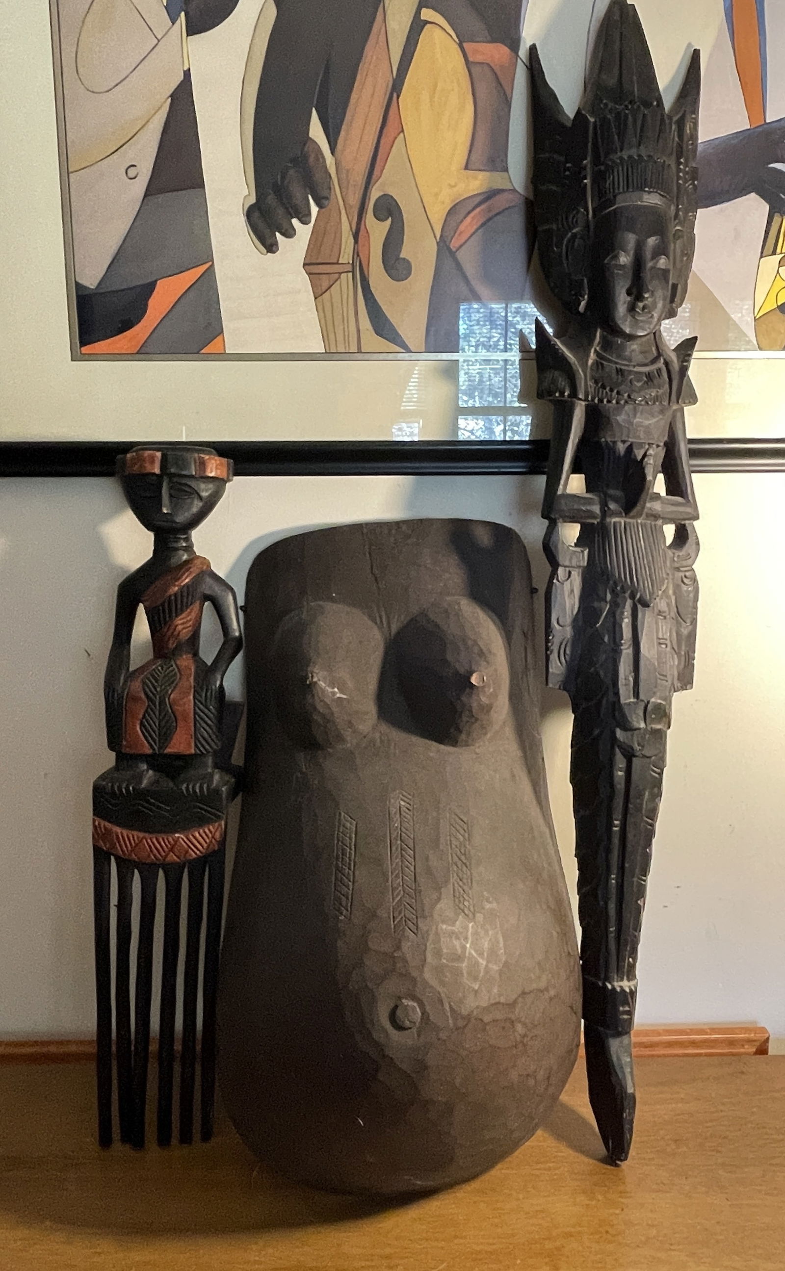 THREE CARVINGS 38", 24", BUST 12 X 22 (1 of 3)