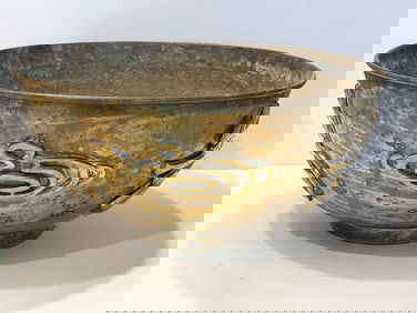 LARGE BRASS DECORATED BOWL