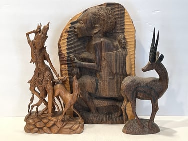 THREE WOOD CARVINGS