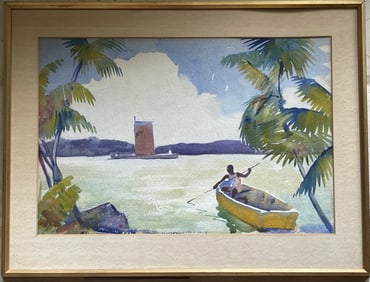 W/C PAINTING OF A SEASCAPE