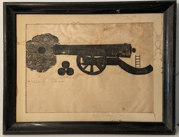 PRINT ED EMBERLEY "YANKEE DOODLE" OF CANNON AND CANBALLS SIGNED