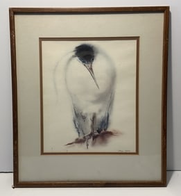 PRINT OF PERCHED BIRD BY MEYER GARLER
