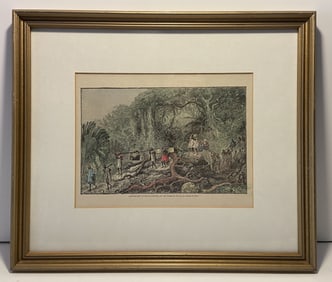 PRINT HAND COLORED LANDSCAPE IN MADAGASCAR IN THE FOREST OF FILANJANA DRAWN BY RIOU