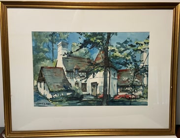 LARGE WATERCOLOR C.GIBSON