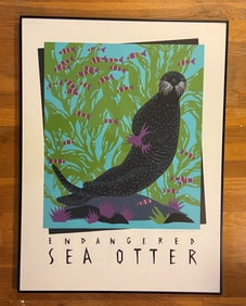 SCREEN PRINT, ENDANGERED OTTERS 6/100 26 X 36