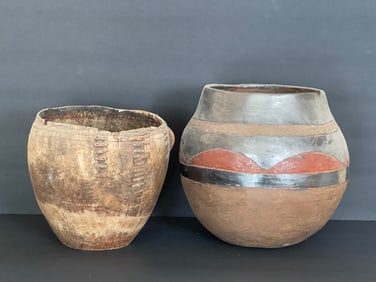 MAKARANGA POT, 9 X 10,  ANCIENT WOODEN POT 7 X 8