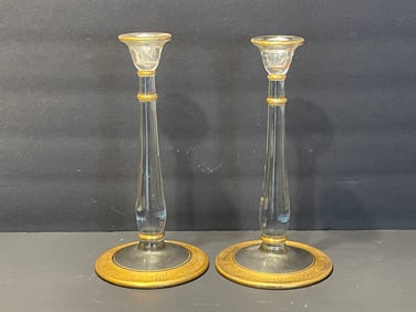 PAIR OF GLASS CANDLESTICKS