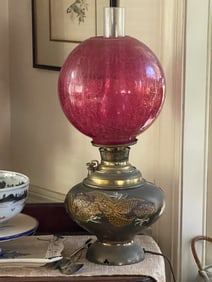LARGE ASIAN OIL LAMP ELECTRIFIED