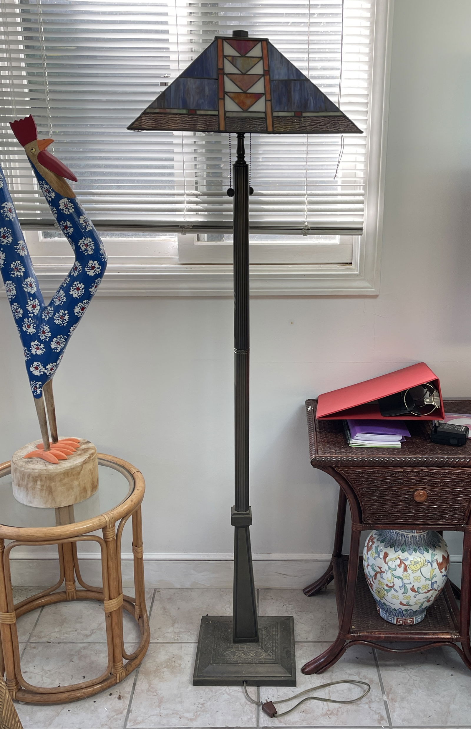 TALL STAINED GLASS LAMP 63": TALL STAINED GLASS LAMP 63"