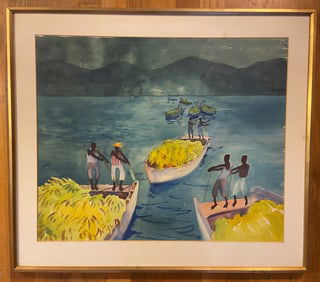 W/C PAINTING HARVESTING FRUIT 25 X 27